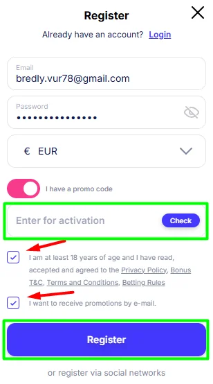 fast register process casino